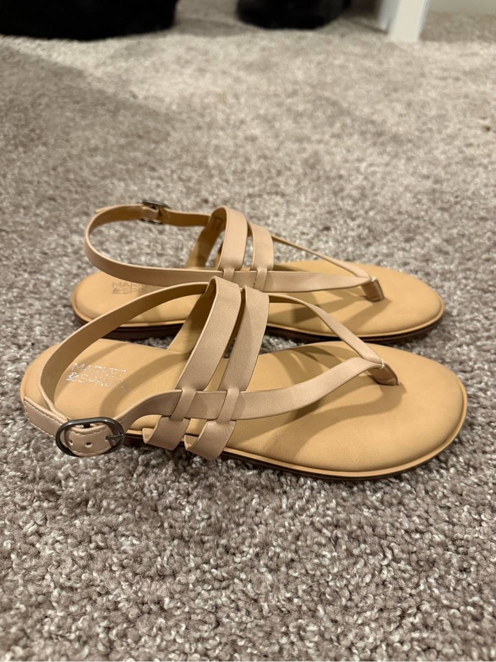 Market & Spruce Taupe Strappy Flat Sandals